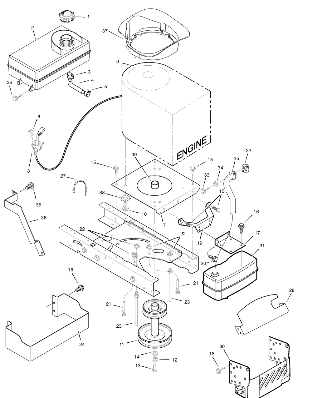Engine Mount Diagram and Parts List for 7800506-312006X66A 2009 Briggs and Stratton Lawn Tractor